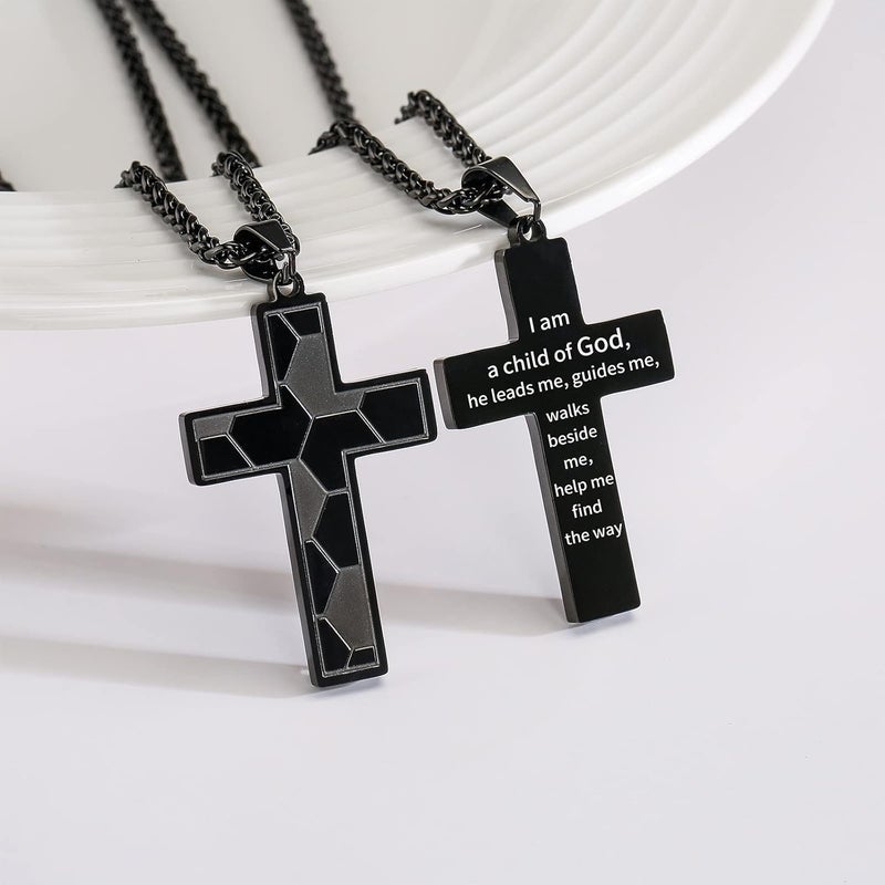 GLITTO Store Soccer Cross Necklace for Boys Men Stainless Steel Bible Verse Pendant with20+2 Inch First Communion Baptism Religious Sports Jewelry Gift - Image 3